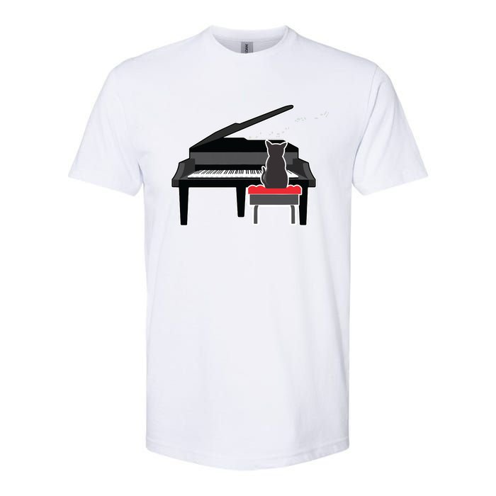 Cat Playing Piano Music Lover Funny Softstyle CVC T-Shirt