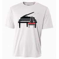 Cat Playing Piano Music Lover Funny Cooling Performance Crew T-Shirt