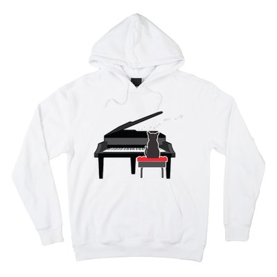 Cat Playing Piano Music Lover Funny Hoodie