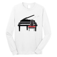 Cat Playing Piano Music Lover Funny Long Sleeve Shirt