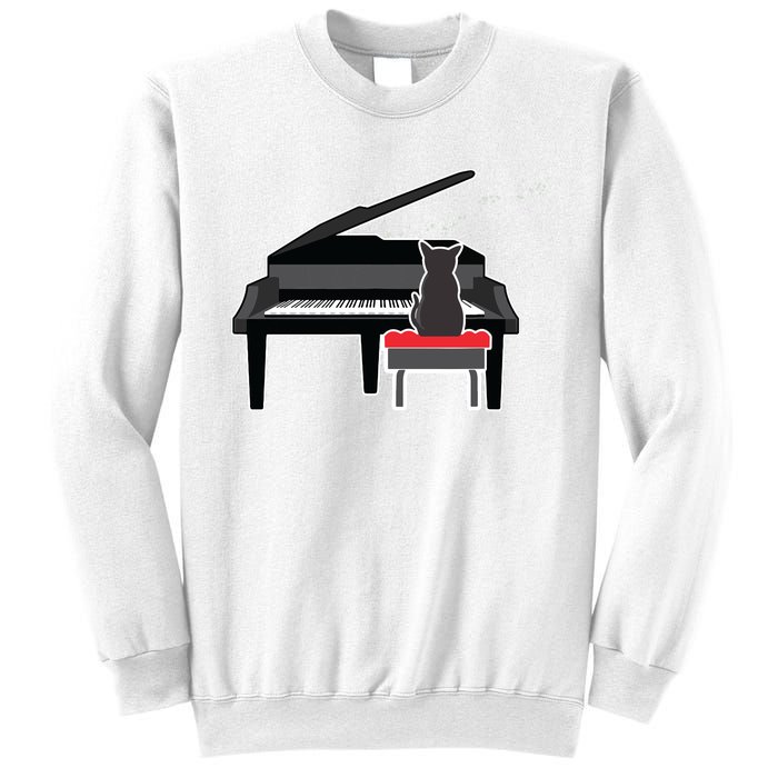 Cat Playing Piano Music Lover Funny Sweatshirt