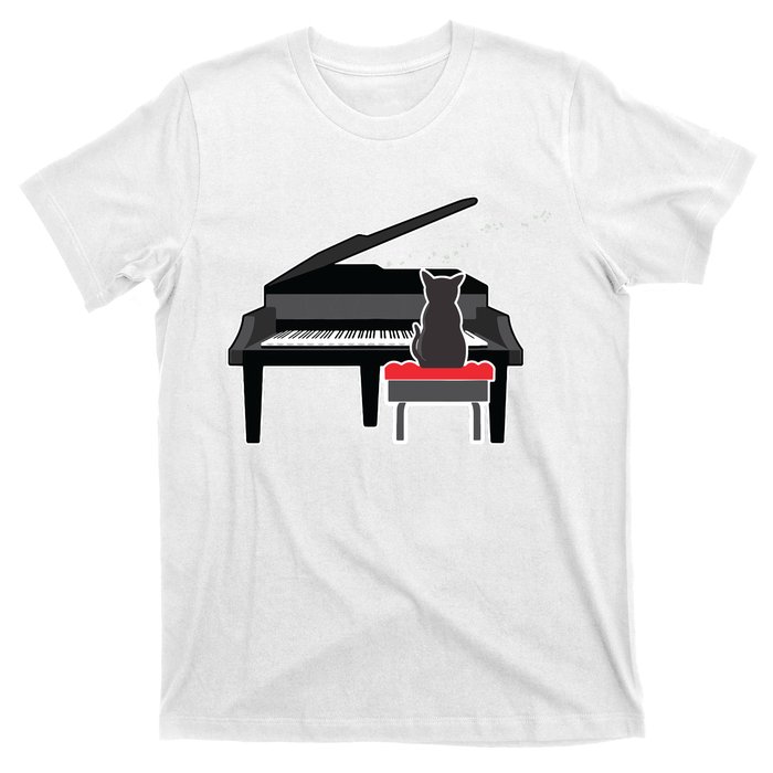 Cat Playing Piano Music Lover Funny T-Shirt