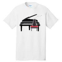 Cat Playing Piano Music Lover Funny Tall T-Shirt