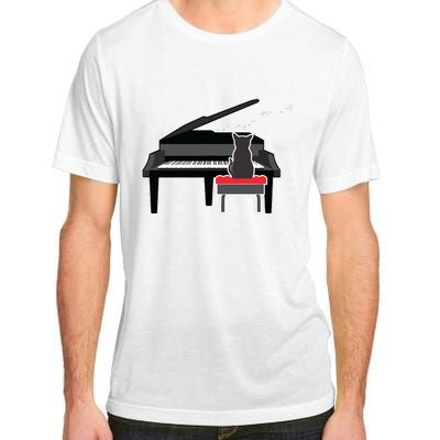 Cat Playing Piano Music Lover Funny Adult ChromaSoft Performance T-Shirt