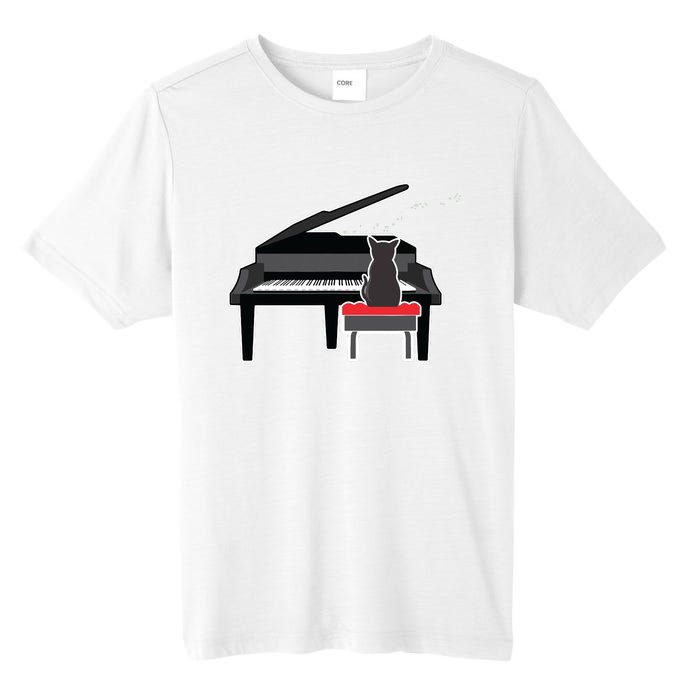 Cat Playing Piano Music Lover Funny Tall Fusion ChromaSoft Performance T-Shirt