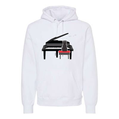 Cat Playing Piano Music Lover Funny Premium Hoodie