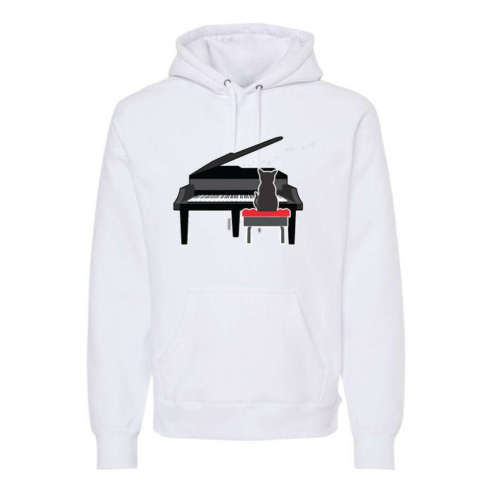 Cat Playing Piano Music Lover Funny Premium Hoodie