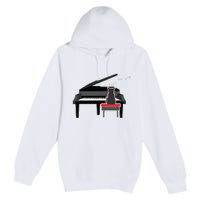 Cat Playing Piano Music Lover Funny Premium Pullover Hoodie