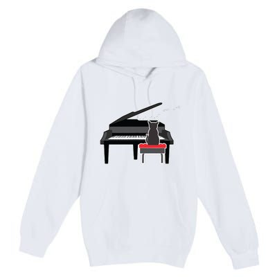 Cat Playing Piano Music Lover Funny Premium Pullover Hoodie