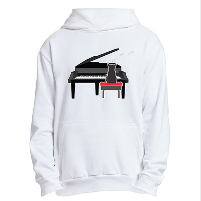 Cat Playing Piano Music Lover Funny Urban Pullover Hoodie