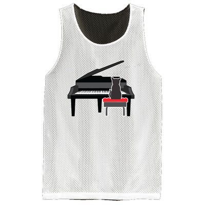 Cat Playing Piano Music Lover Funny Mesh Reversible Basketball Jersey Tank