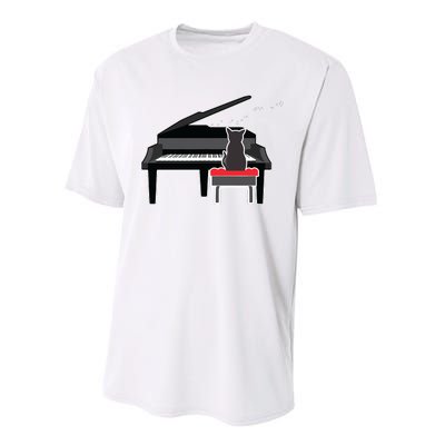 Cat Playing Piano Music Lover Funny Performance Sprint T-Shirt