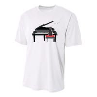 Cat Playing Piano Music Lover Funny Youth Performance Sprint T-Shirt