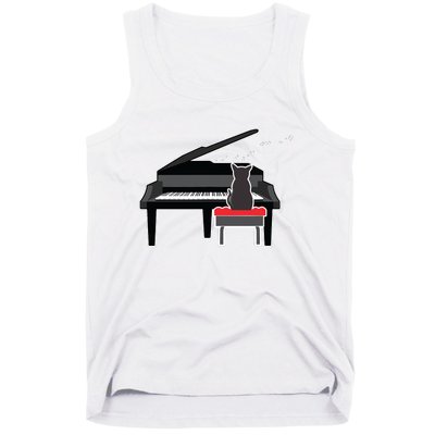 Cat Playing Piano Music Lover Funny Tank Top