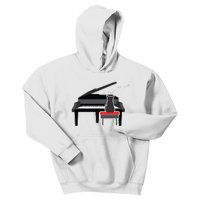 Cat Playing Piano Music Lover Funny Kids Hoodie