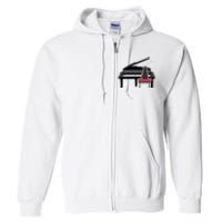 Cat Playing Piano Music Lover Funny Full Zip Hoodie