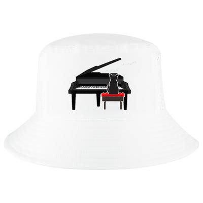 Cat Playing Piano Music Lover Funny Cool Comfort Performance Bucket Hat