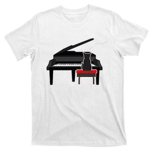 Cat Playing Piano Music Lover Funny T-Shirt