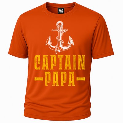 Captain Papa Pontoon Boat Owner Captain Sailors Boating Gift Cooling Performance Crew T-Shirt