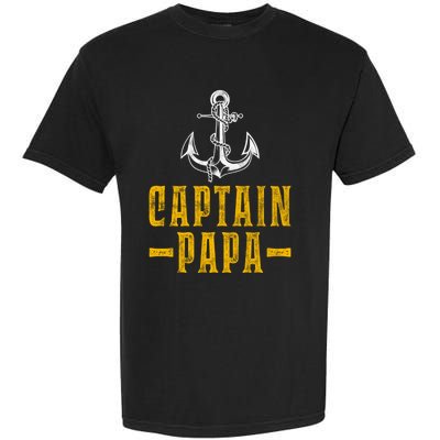 Captain Papa Pontoon Boat Owner Captain Sailors Boating Gift Garment-Dyed Heavyweight T-Shirt