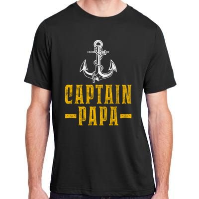 Captain Papa Pontoon Boat Owner Captain Sailors Boating Gift Adult ChromaSoft Performance T-Shirt