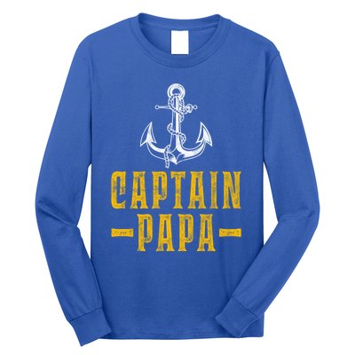 Captain Papa Pontoon Boat Owner Captain Sailors Boating Gift Long Sleeve Shirt