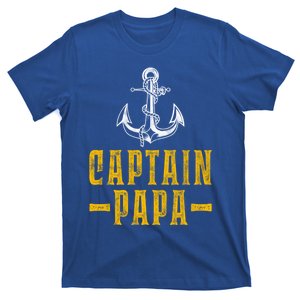 Captain Papa Pontoon Boat Owner Captain Sailors Boating Gift T-Shirt