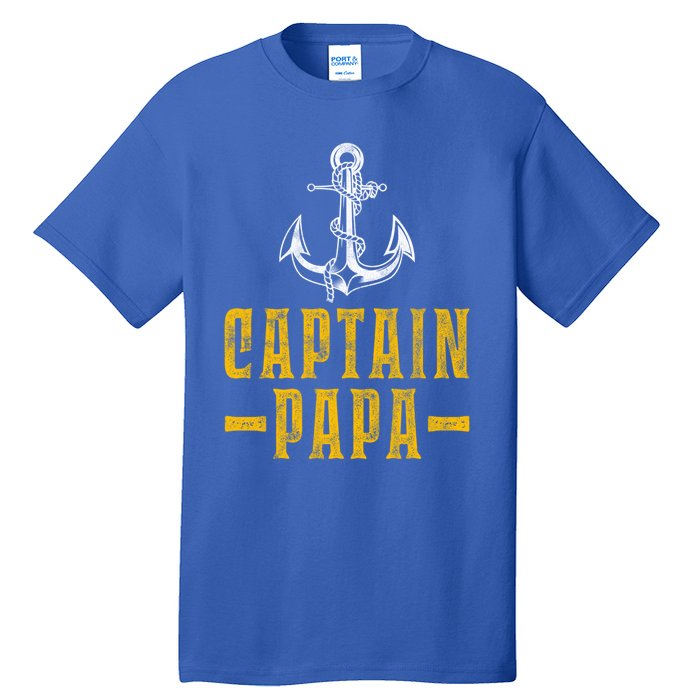 Captain Papa Pontoon Boat Owner Captain Sailors Boating Gift Tall T-Shirt