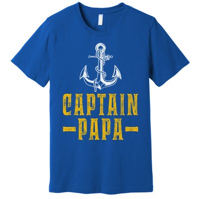 Captain Papa Pontoon Boat Owner Captain Sailors Boating Gift Premium T-Shirt