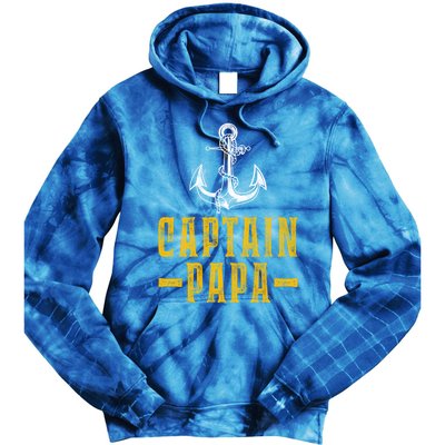 Captain Papa Pontoon Boat Owner Captain Sailors Boating Gift Tie Dye Hoodie