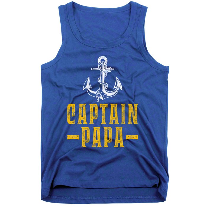 Captain Papa Pontoon Boat Owner Captain Sailors Boating Gift Tank Top