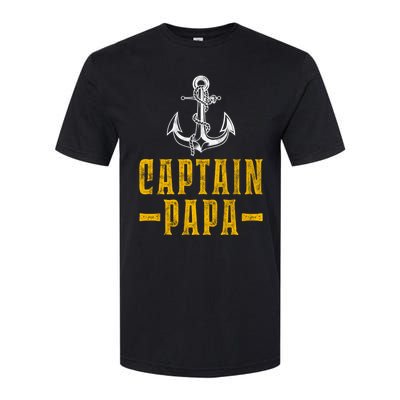 Captain Papa Pontoon Boat Owner Captain Sailors Boating Gift Softstyle CVC T-Shirt