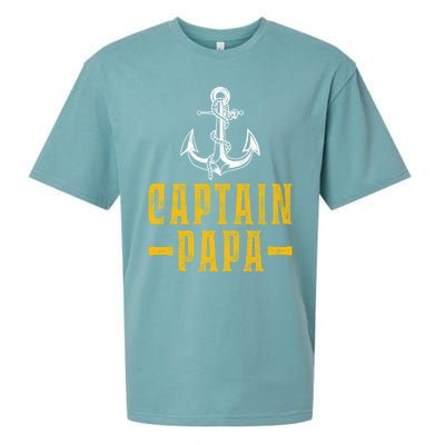 Captain Papa Pontoon Boat Owner Captain Sailors Boating Gift Sueded Cloud Jersey T-Shirt