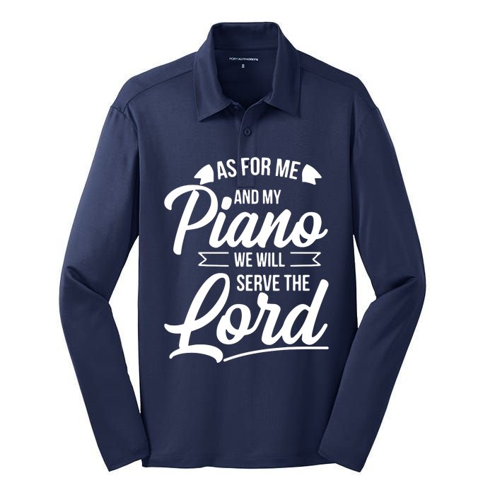 Christian Piano Player Design Serve The Lord Pianist Gift Silk Touch Performance Long Sleeve Polo