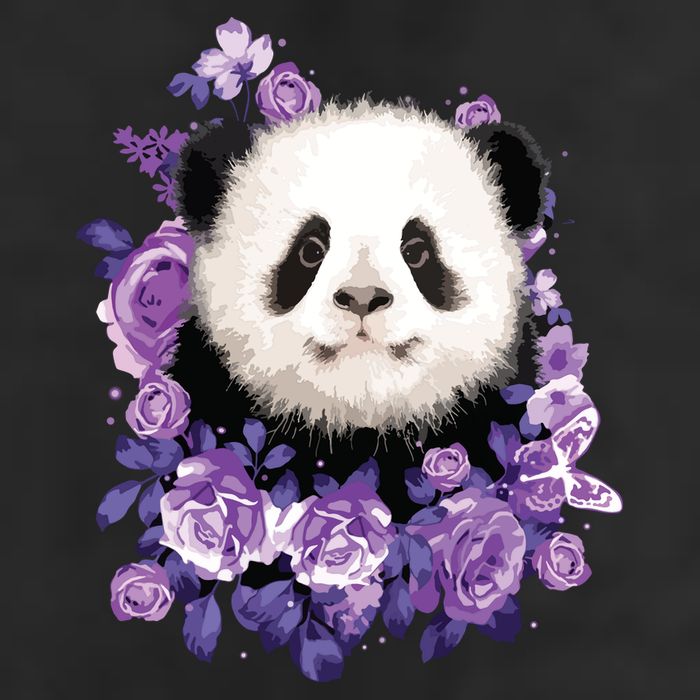 Cute Panda Purple Flowers Panda Lovers Gift 7 Panel Mesh Trucker Snapback Hat