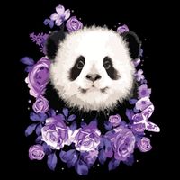 Cute Panda Purple Flowers Panda Lovers Gift V-Neck T-Shirt