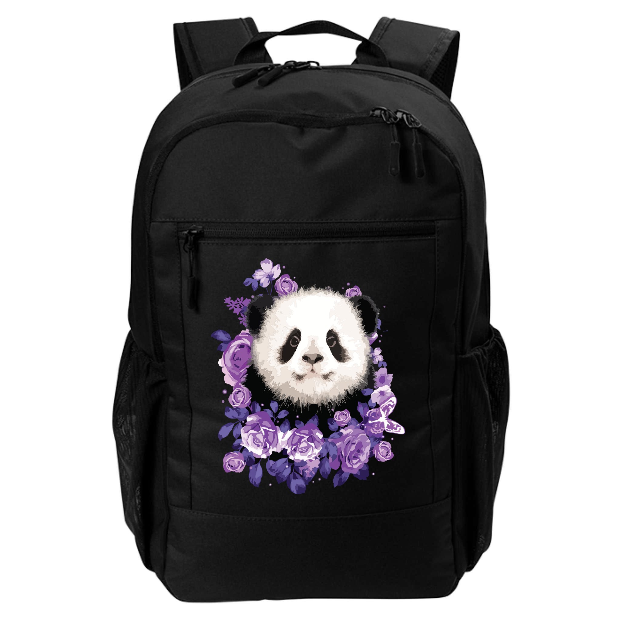 Cute Panda Purple Flowers Panda Lovers Gift Backpack