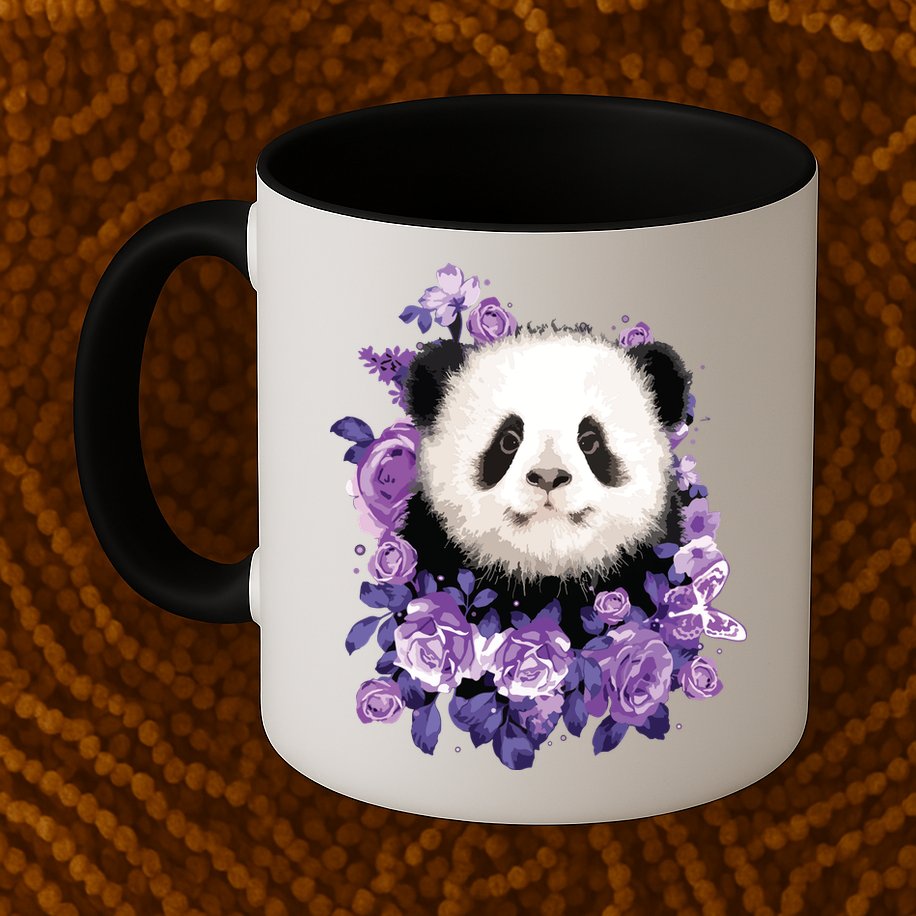 Cute Panda Purple Flowers Panda Lovers Gift Mug