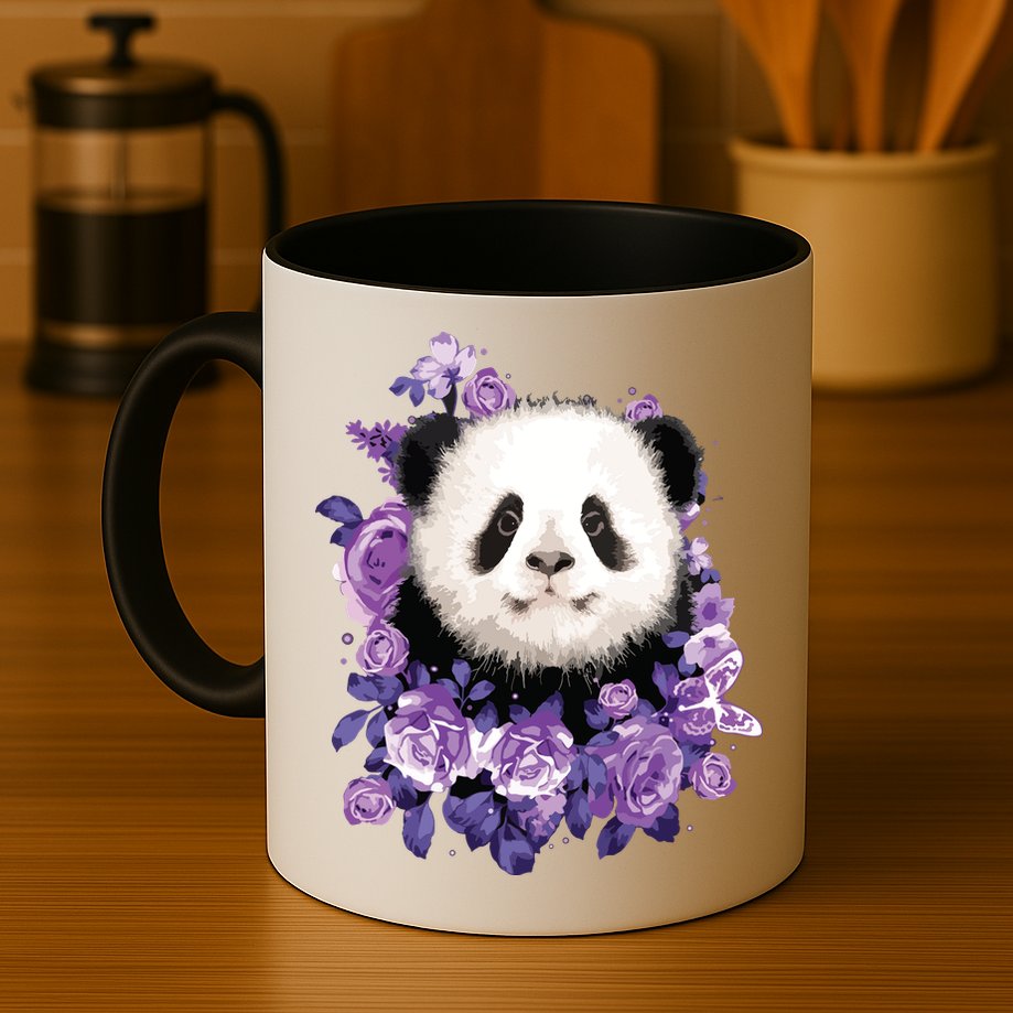 Cute Panda Purple Flowers Panda Lovers Gift Mug