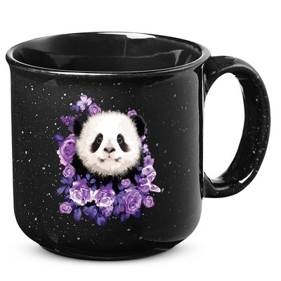 Cute Panda Purple Flowers Panda Lovers Gift 15oz Campfire Ceramic Mug
