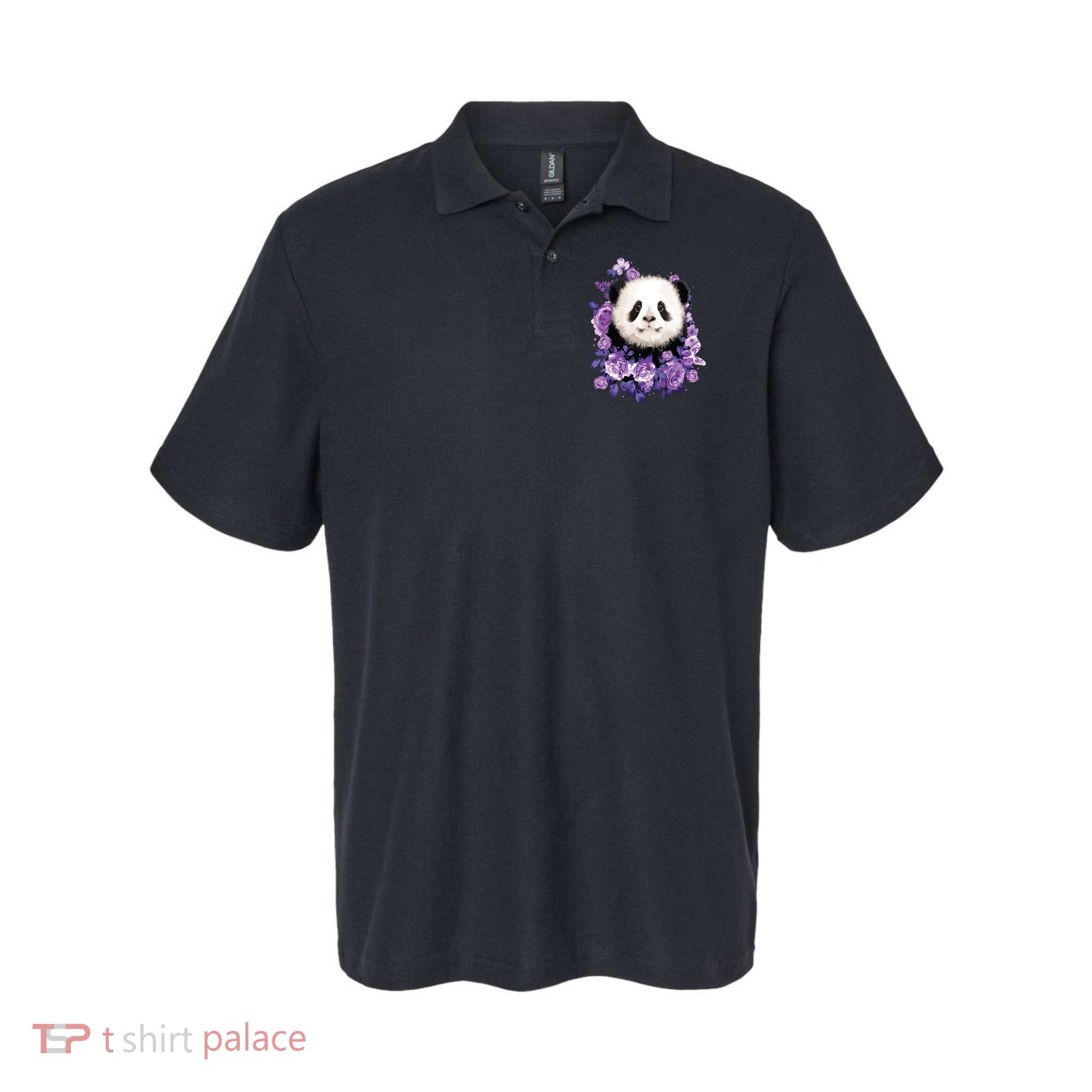 Cute Panda Purple Flowers Panda Lovers Gift Polo