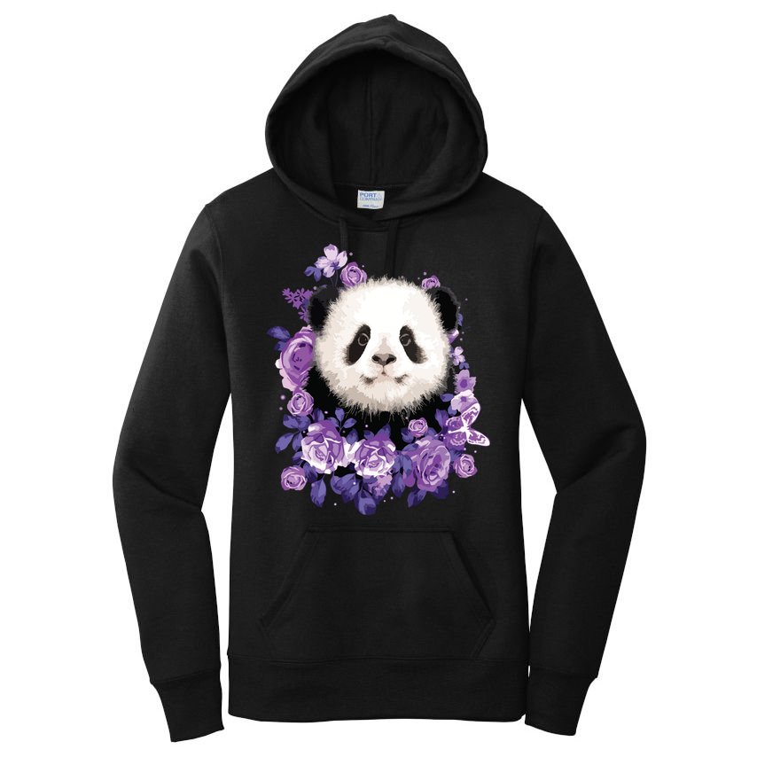 Cute Panda Purple Flowers Panda Lovers Gift Women's Pullover Hoodie