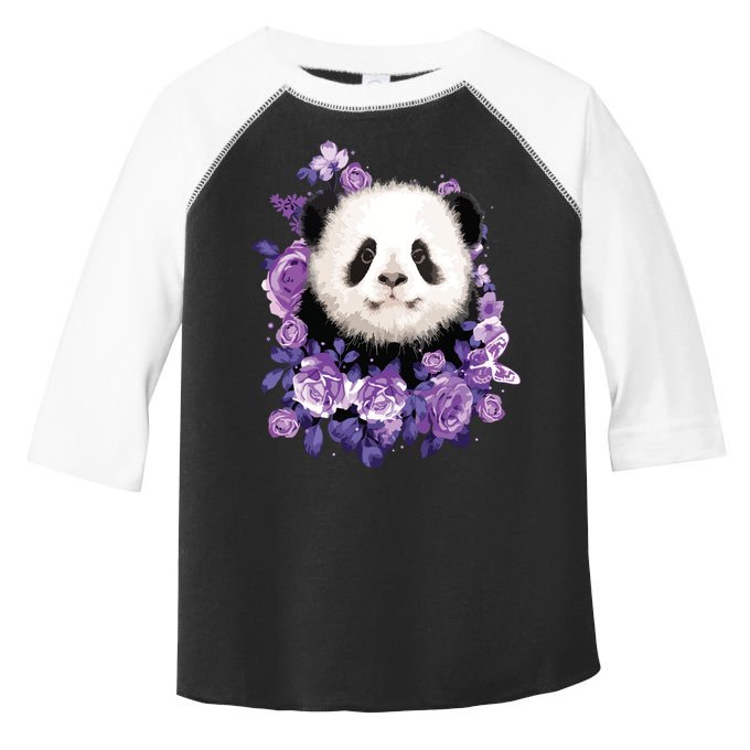 Cute Panda Purple Flowers Panda Lovers Gift Toddler Fine Jersey T-Shirt