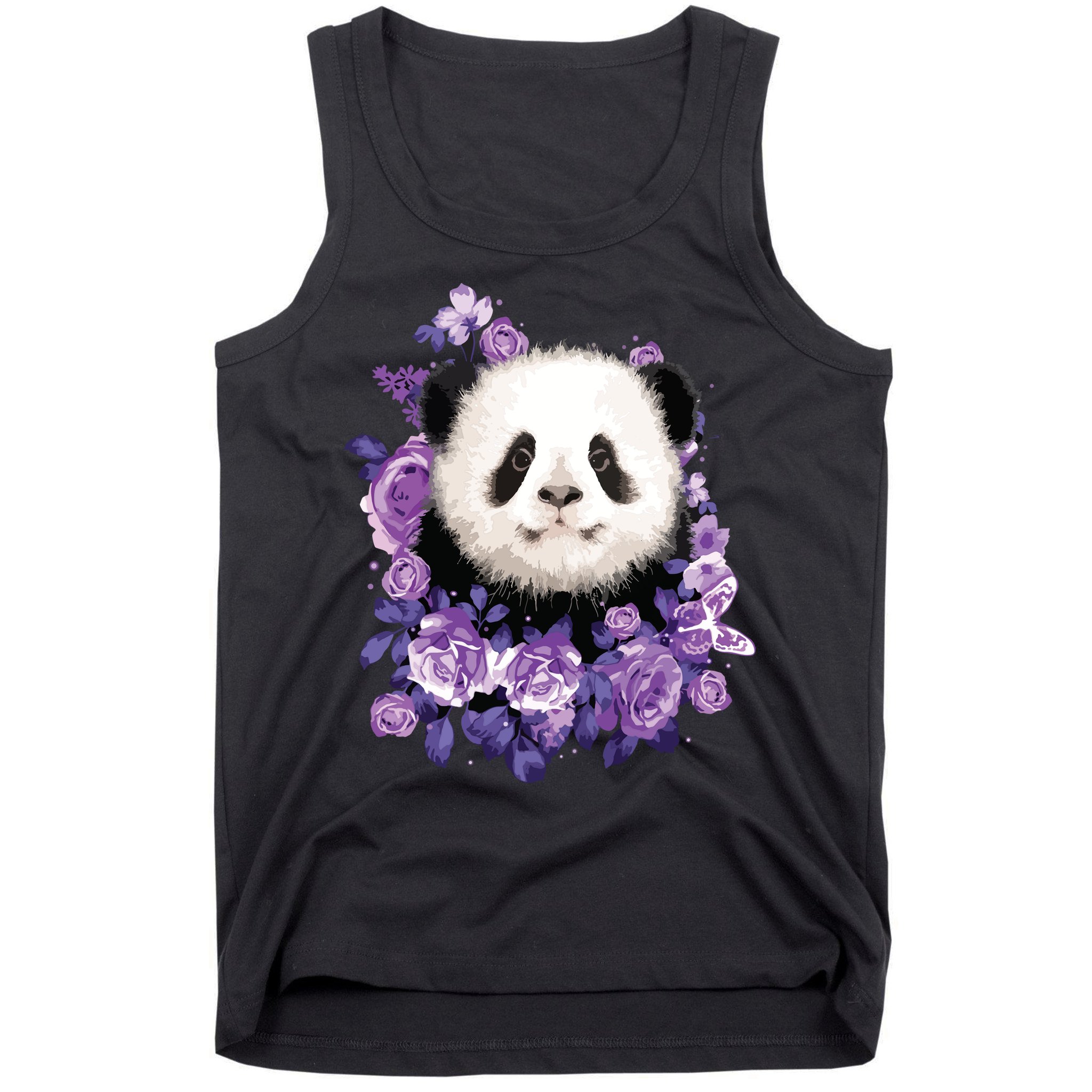 Cute Panda Purple Flowers Panda Lovers Gift Tank Top