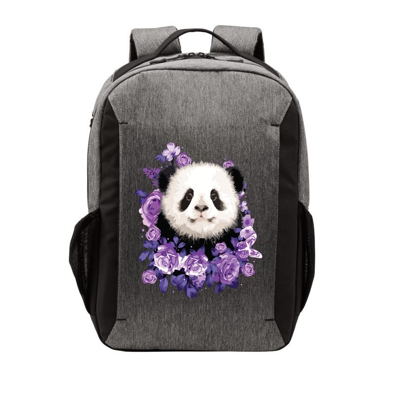 Cute Panda Purple Flowers Panda Lovers Gift Vector Backpack