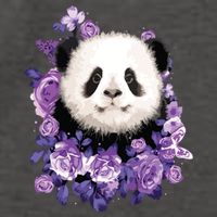 Cute Panda Purple Flowers Panda Lovers Gift Vector Backpack