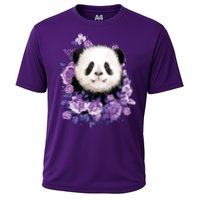 Cute Panda Purple Flowers Panda Lovers Gift Cooling Performance Crew T-Shirt