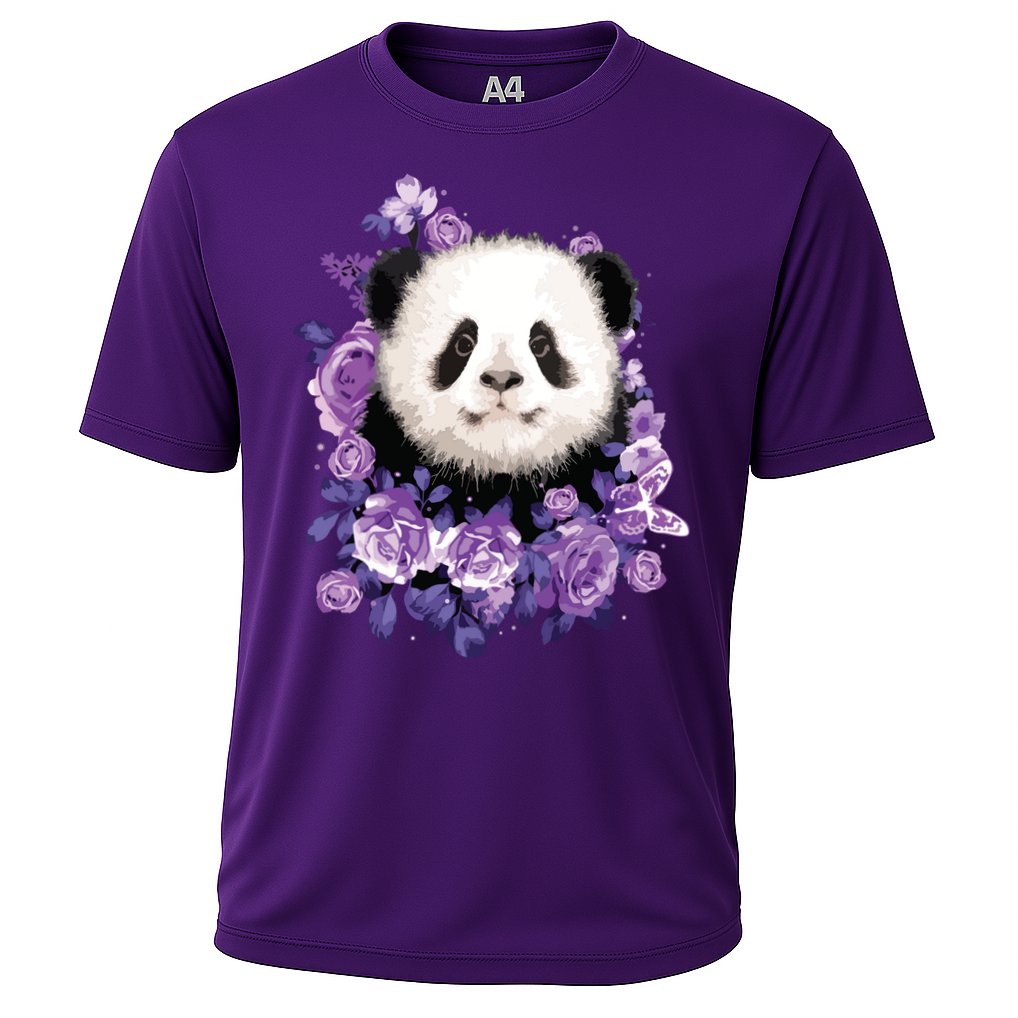 Cute Panda Purple Flowers Panda Lovers Gift Cooling Performance Crew T-Shirt