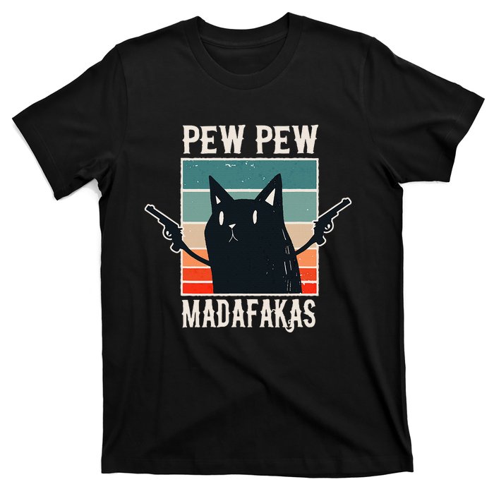 Cat Pew Pew Madafakas Retro Vintage Gift T-Shirt