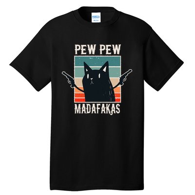 Cat Pew Pew Madafakas Retro Vintage Gift Tall T-Shirt